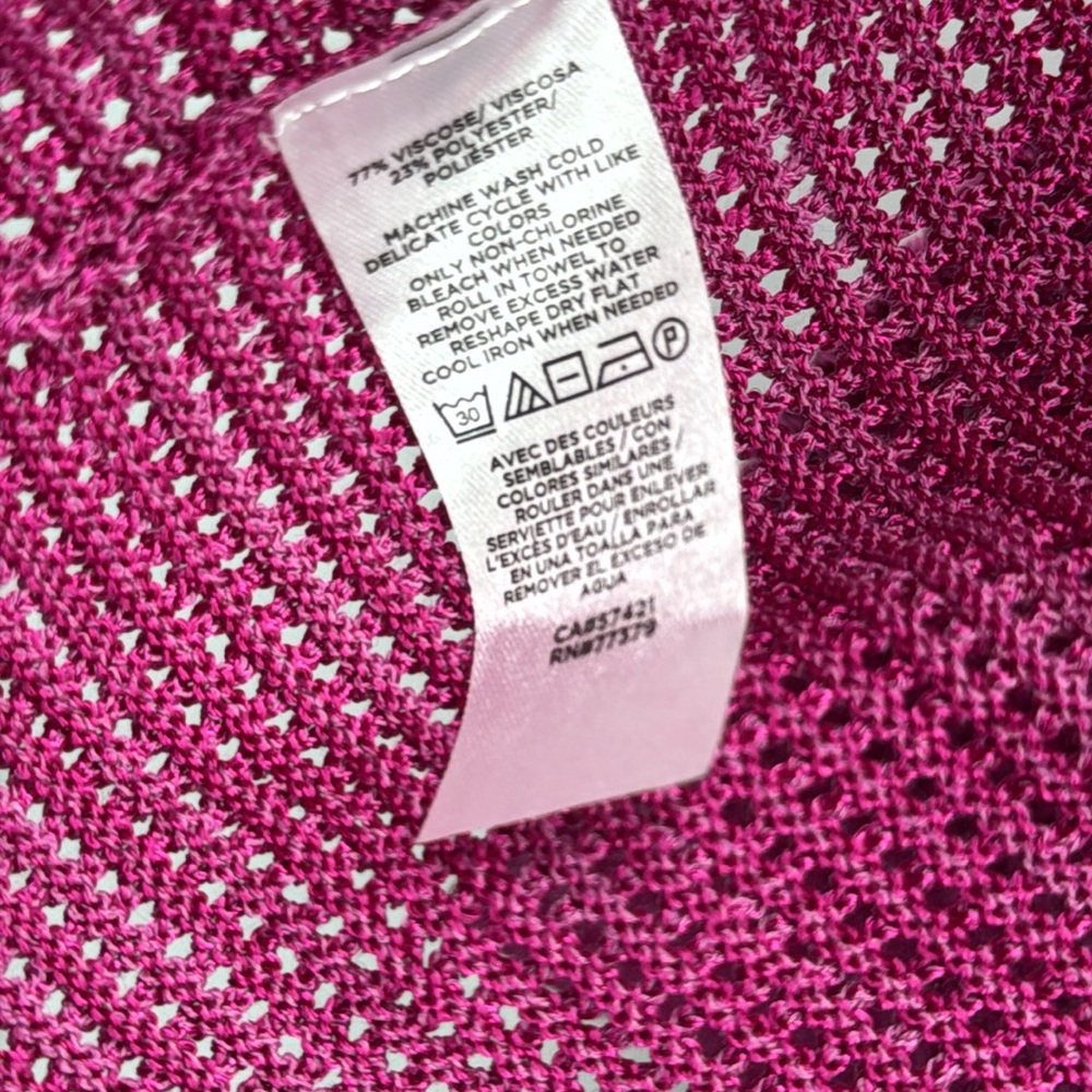 Ann Taylor NWT Open Mesh Cardigan Magenta Pink Size Medium - Picture 7 of 10